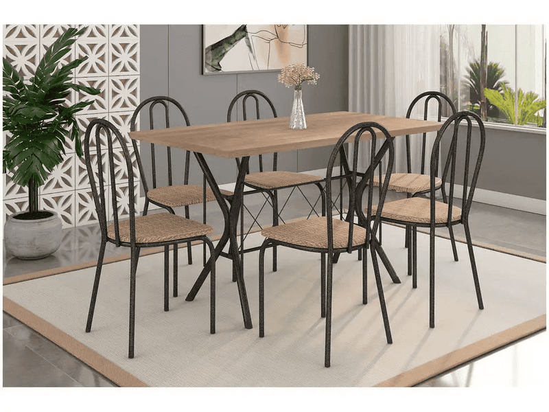 Mesa Retangular Elegance Black 6 cadeiras