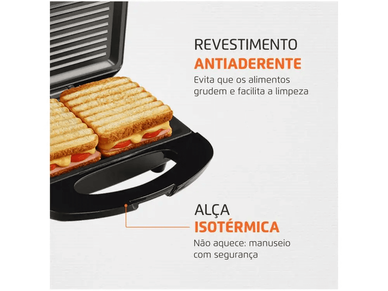 Sanduicheira Grill Mondial S-07 Premium Preta e Inox - 220V