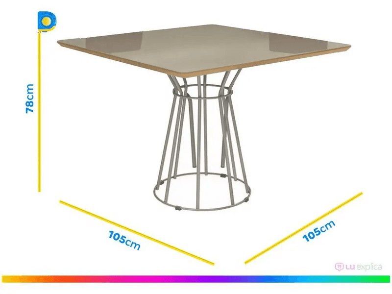 Conjunto Elegance Dining - Mesa Quadrada e 4 Cadeiras Capuccino