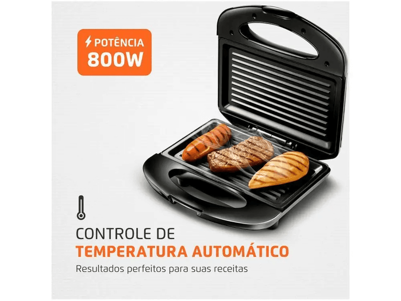 Sanduicheira Grill Mondial S-07 Premium Preta e Inox - 220V